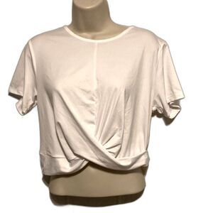 UNDER ARMOUR Motion Crossover Short Sleeve White Crop Top Womens Large
